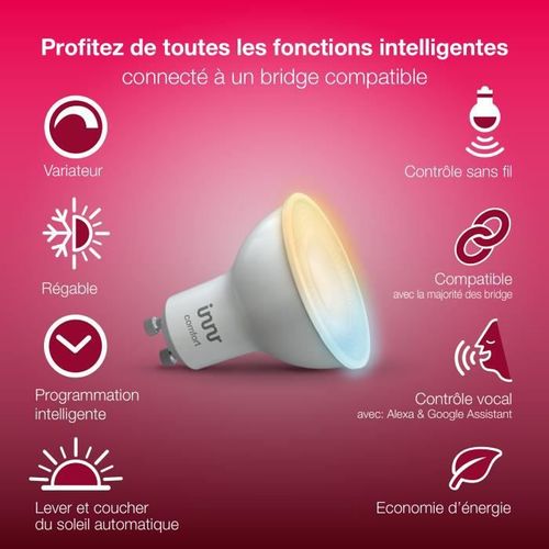 INNR Ampoule LED connectée - Blanc variable - Confort - 2200 - 5000K (2 pack) - GU10 - Photo n°2; ?>