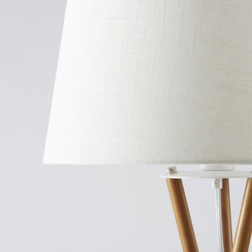 INTERNATIONAL DESIGN Lampadaire Maud tripode - Tissu pied bois - Blanc - Photo n°3; ?>