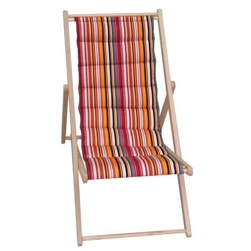 JARDIN PRIVE Chilienne matelassée - Avec toile amovible - 3 positions d'inclinaison - Motif rayures Occitane - Photo n°2; ?>