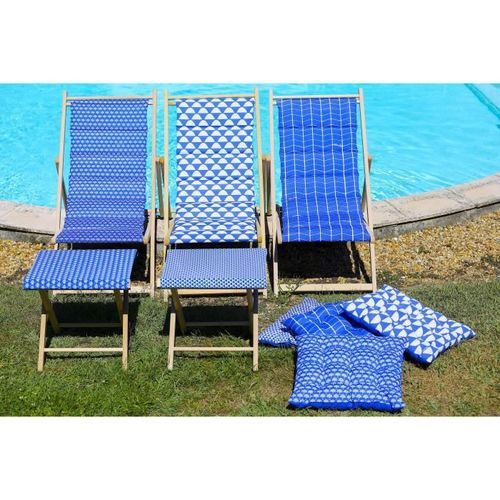 JARDIN PRIVE Chilienne matelassée Helsinki - Toile amovible - Bleu Indigo - Photo n°2; ?>