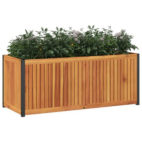 Jardinière 110x45x44 cm bois massif d'acacia et acier - Photo n°3; ?>