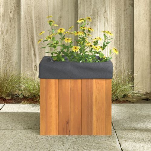 Jardinière 25x25x25 cm bois massif d'acacia - Photo n°3; ?>