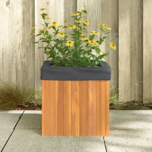 Jardinière 35x35x35 cm bois massif d'acacia - Photo n°3; ?>