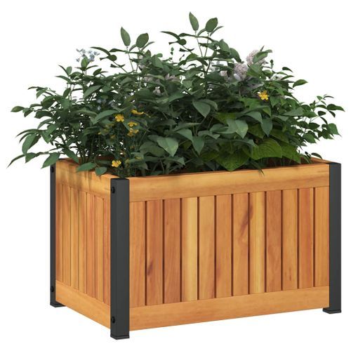 Jardinière 45x30x27,5 cm bois massif d'acacia et acier - Photo n°3; ?>