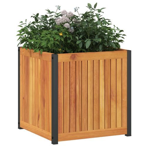 Jardinière 45x45x44 cm bois massif d'acacia et acier - Photo n°3; ?>