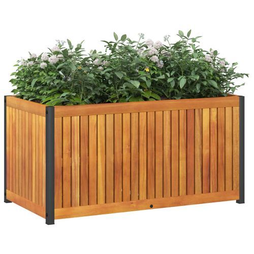 Jardinière 85x45x44 cm bois massif d'acacia et acier - Photo n°3; ?>