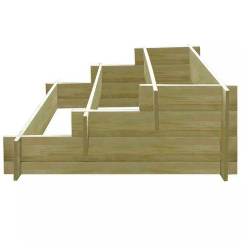 Jardinière à 3 niveaux 90 x 90 x 35 cm Bois imprégné - Photo n°3; ?>