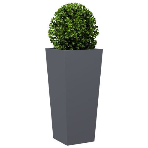 Jardinière anthracite 35x35x75 cm acier - Photo n°3; ?>