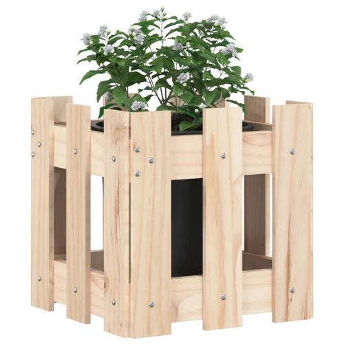 Jardinière avec design de clôture 30x30x30 cm pin massif - Photo n°3; ?>