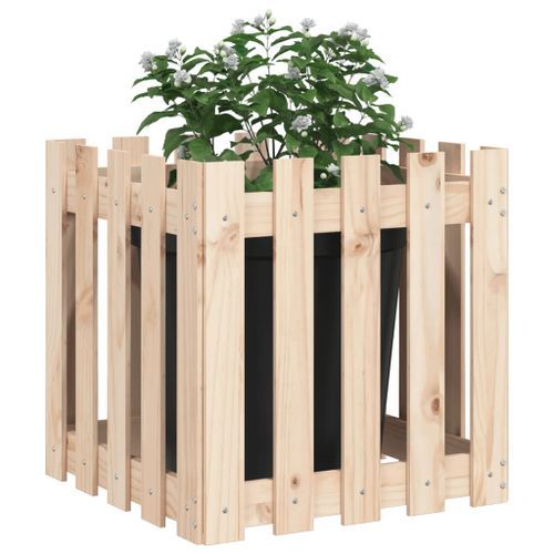 Jardinière avec design de clôture 50x50x50 cm pin massif - Photo n°3; ?>