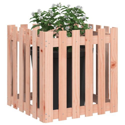 Jardinière avec design de clôture 60x60x60 cm Douglas massif - Photo n°3; ?>