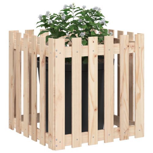 Jardinière avec design de clôture 60x60x60 cm pin massif - Photo n°3; ?>