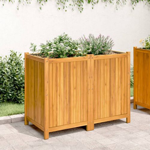 Jardinière avec doublure 100x50x75 cm bois massif d'acacia - Photo n°3; ?>