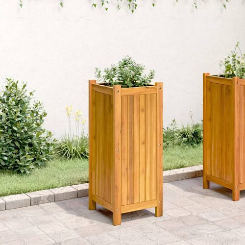 Jardinière avec doublure 31x31x75 cm bois massif d'acacia - Photo n°3; ?>