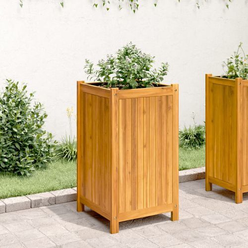 Jardinière avec doublure 42x42x75 cm bois massif d'acacia - Photo n°3; ?>