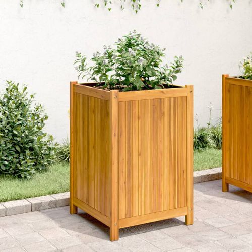 Jardinière avec doublure 50x50x75 cm bois massif d'acacia - Photo n°3; ?>