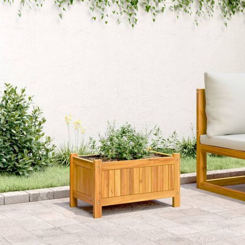 Jardinière avec doublure 54x31x30 cm bois massif d'acacia - Photo n°3; ?>