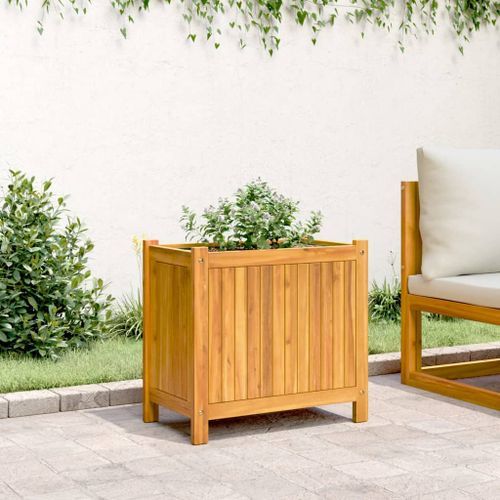 Jardinière avec doublure 54x31x50 cm bois massif d'acacia - Photo n°3; ?>