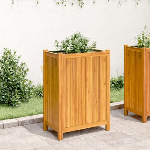 Jardinière avec doublure 54x31x75 cm bois massif d'acacia - Photo n°3; ?>