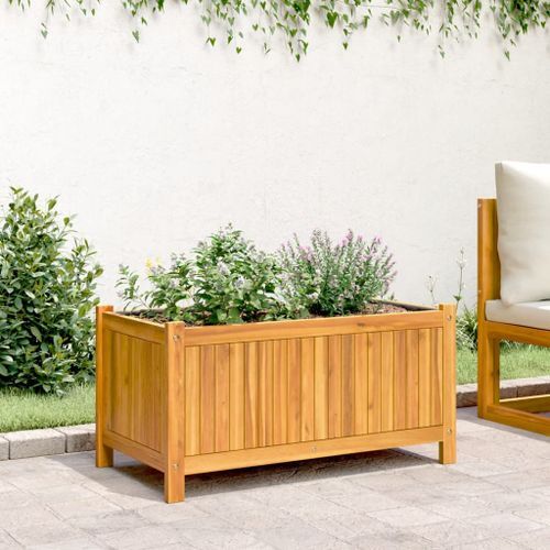 Jardinière avec doublure 80x42x40 cm bois massif d'acacia - Photo n°3; ?>