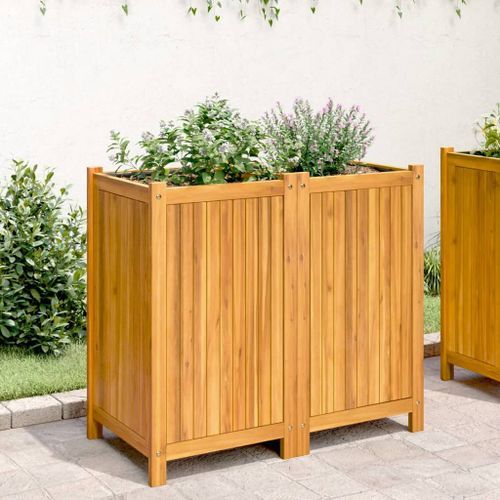 Jardinière avec doublure 84x42x75 cm bois massif d'acacia - Photo n°3; ?>