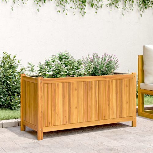 Jardinière avec doublure 99,5x38x50 cm bois massif d'acacia - Photo n°3; ?>