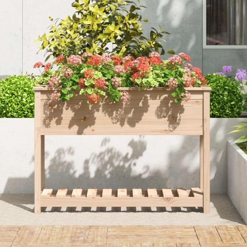 Jardinière avec étagère 111,5x34,5x81 cm Bois massif de pin - Photo n°3; ?>