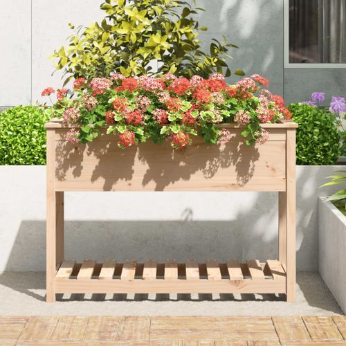 Jardinière avec étagère 111,5x54x81 cm Bois massif de pin - Photo n°3; ?>