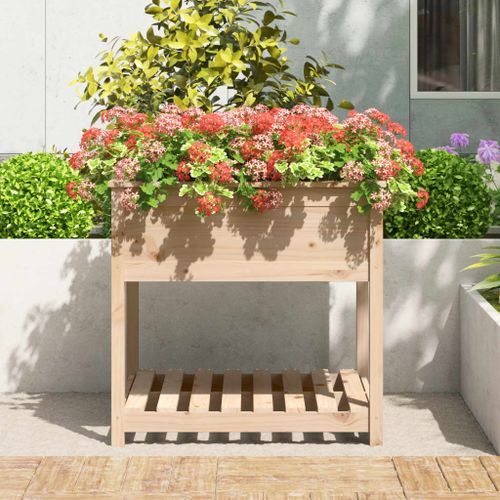 Jardinière avec étagère 82,5x82,5x81 cm Bois massif de pin - Photo n°3; ?>