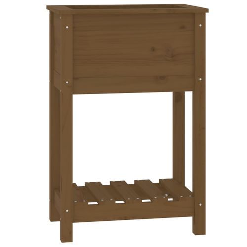 Jardinière avec étagère Marron miel 54x34,5x81 cm Bois de pin - Photo n°2; ?>