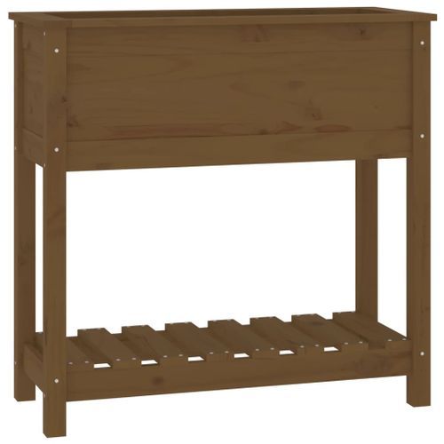 Jardinière avec étagère Marron miel 82,5x34,5x81 cm Bois de pin - Photo n°2; ?>