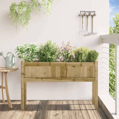 Jardinière avec pieds 110x31x70 cm bois de pin imprégné - Photo n°3; ?>