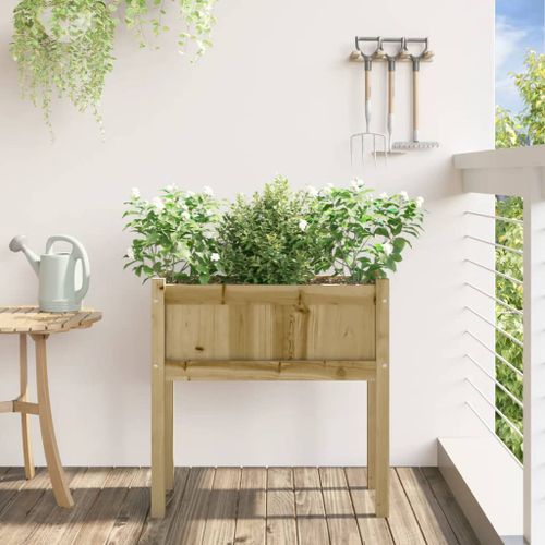 Jardinière avec pieds 70x31x70 cm bois de pin imprégné - Photo n°3; ?>