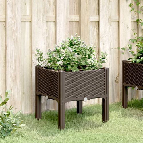 Jardinière avec pieds marron 40x40x42 cm PP - Photo n°3; ?>