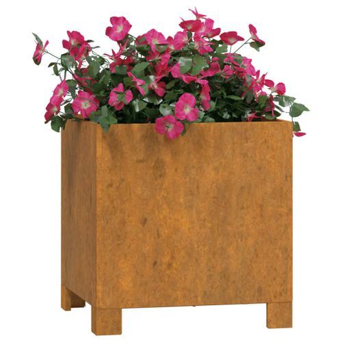 Jardinière avec pieds Rouillé 32x30x33 cm Acier corten - Photo n°3; ?>