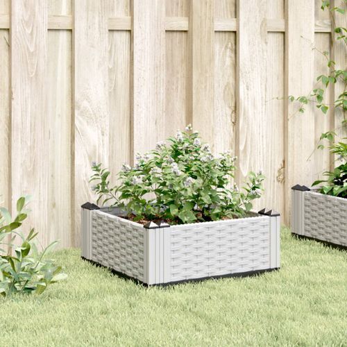 Jardinière avec piquets blanc 42,5x42,5x28,5 cm PP - Photo n°3; ?>