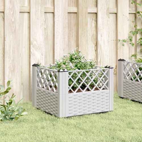 Jardinière avec piquets blanc 43,5x43,5x43,5 cm PP - Photo n°3; ?>