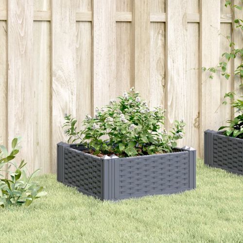 Jardinière avec piquets gris 42,5x42,5x28,5 cm PP - Photo n°3; ?>