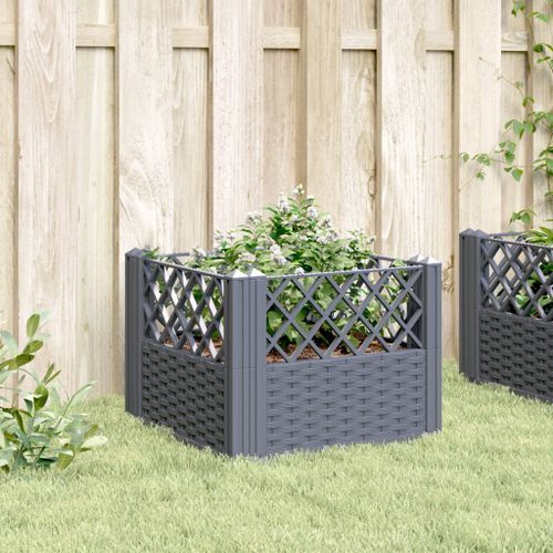 Jardinière avec piquets gris 43,5x43,5x43,5 cm PP - Photo n°3; ?>