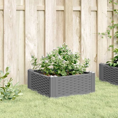 Jardinière avec piquets gris clair 42,5x42,5x28,5 cm PP - Photo n°3; ?>