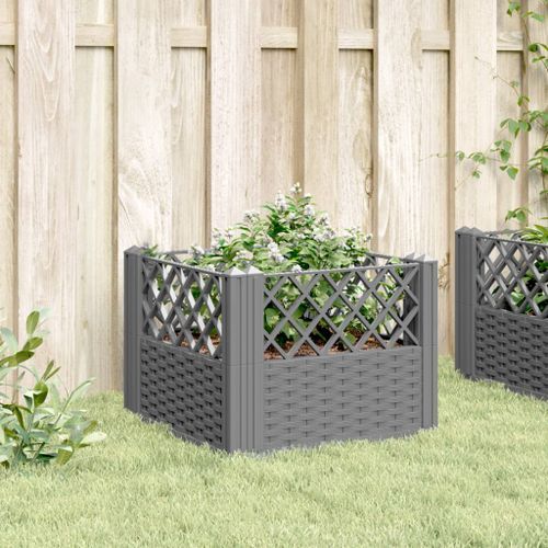 Jardinière avec piquets gris clair 43,5x43,5x43,5 cm PP - Photo n°3; ?>