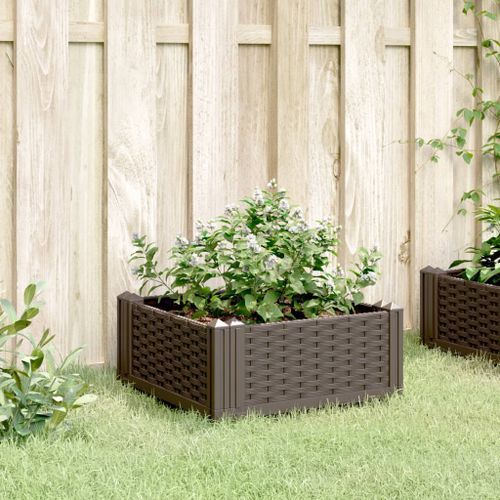 Jardinière avec piquets marron 42,5x42,5x28,5 cm PP - Photo n°3; ?>