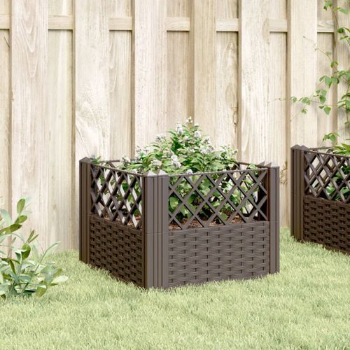 Jardinière avec piquets marron 43,5x43,5x43,5 cm PP - Photo n°3; ?>