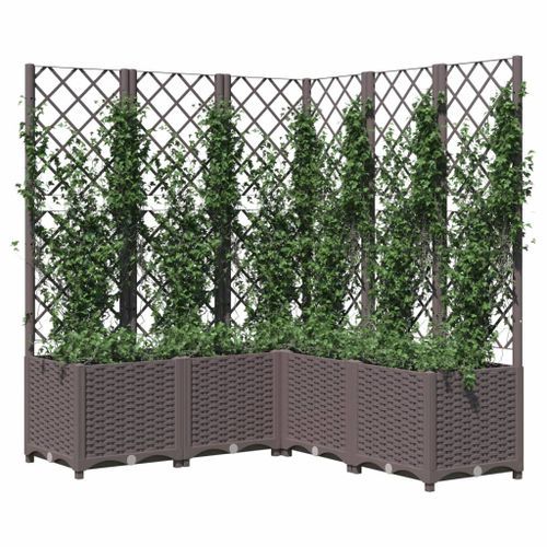 Jardinière avec treillis Marron 120x120x136 cm PP - Photo n°3; ?>