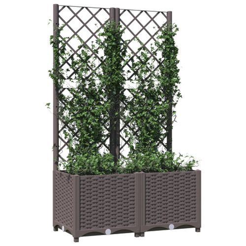 Jardinière avec treillis Marron 80x40x136 cm PP - Photo n°3; ?>