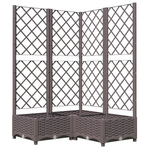 Jardinière avec treillis Marron 80x80x121,5 cm PP - Photo n°2; ?>