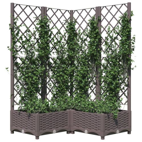 Jardinière avec treillis Marron 80x80x121,5 cm PP - Photo n°3; ?>