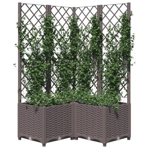 Jardinière avec treillis Marron 80x80x136 cm PP - Photo n°3; ?>