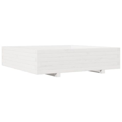 Jardinière blanc 100x100x26,5 cm bois de pin massif - Photo n°2; ?>