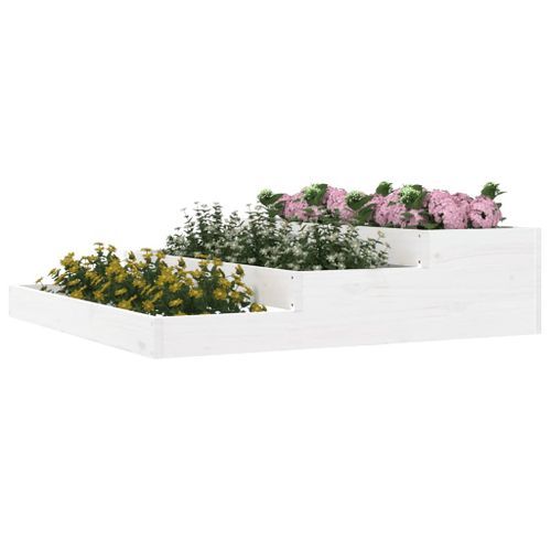 Jardinière Blanc 107x107x27 cm Bois massif de pin - Photo n°3; ?>